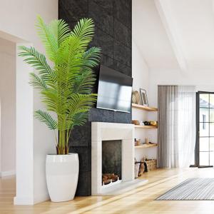 Artificial Palm Tree Indoor 6ft with Realistic Leaves and Adjustable Branches and 15 Trunks, Faux Plants Indoor Tall - Ideal for Home Decor in Living Rooms, Offices, and Bedrooms (6FT Palm Tree)
