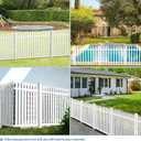 E&K 1 Set 36" H x 84" L Vinyl White Picket Fence Panels with Ground Spike Decorative Fencing for Pool Garden Patio Backyard Porch (20 Pickets, Straight)