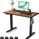 Electric Standing Desk Adjustable Height - Rolling Sit to Stand Desks on Wheels - Mobile Standup Computer Table 40 Inch Brown One Piece Desktop and Rising Frame with Storage for Home Office & Gaming (Rustic Brown)