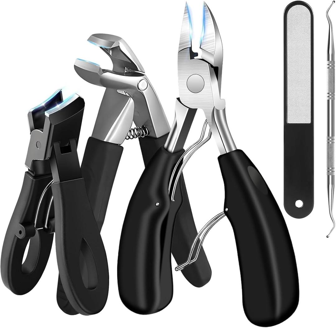Toenail Clippers for Seniors Thick Nails, Ultra Sharp Sturdy Fingernail Toenail Clipper Heavy Duty Ingrown Toenail Clippers, Thick Toenails with Wide Jaw Sharp Nail Cutter (SET-1)