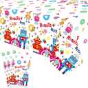 Lilwemen 3 Pieces Robot Party Tablecloth Decorations, Robot Theme Tablecovers, Robot Birthday Party Table Cover for Boys Girls Kids