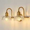 UOFUS Vintage Bathroom Light Fixtures Gold Bathroom Vanity Light Matte Antique Brass 2-Light Wall Sconces Lighting for Bedroom Living Room Hallway