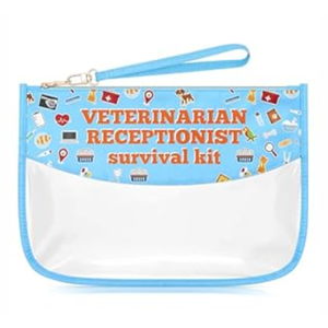 Sazuwu Veterinarian Receptionist Makeup Cosmetic Organizer Bag Vet Tech Gifts for Women Funny Animal Rescue Appreciation Thank You Gift Birthday Christmas Retirement Gift Travel Pouch 
