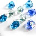yarlung 10 Pounds Fire Glass Diamonds for Fire Pit, 1 Inch Luster Crystal Glass Rocks for Propane Fireplace, Landscaping, Vase Filler, Fish Tank, Caribbean/Cobalt Blue, Crystal Ice Luster