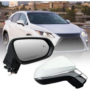 Right Passenger Side Mirror For 2016-2022 Lexus RX350 350L RX450H RX450HL Mirrors with Blind Spot Indicator,Heated,Memory,Turn Signal Indicator,Auto Folding,without Camera(Pearl White)