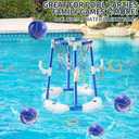 NIPLOOOW Pool Basketball Hoop, 2-in-1 Floating Pool Toys Ring Game with 4 Balls and Pump, Outdoor Swimming Pool Basketball Games Water Play Toy Family Party for Kids Adults Age 3-12 (Blue)