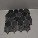 SUNWINGS Fish Scale Peel and Stick Backsplash Tile 11.4''x10.9 3D Scallop Handmade Looks Self Adhesive Wall Tiles for Kitchen Bathroom, Black 10-Sheet