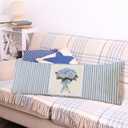 SNNDER Blue Coquette Bow Hydrangea Floral 20x54 Body Pillow Cover with Zipper, Preppy Room Decor, Farmhouse Decor, Retro Cottagecore Flower Botanical Decorative Long Hug Pillow Cases for Bed Couch