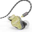 BASN Bmaster5 in Ear Monitors, 5 Drivers Drummer Headphones with Powerful Bass, Noise Isolation IEM Earbuds with Detachable MMCX Silver-Plated OFC Cable for Musicians (Starlight Gold, 3.5mm)