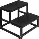 LIANTRAL 2 Step Stool for Adults Kids, Heavy Duty Sturdy Steel Frame with Wooden Steps, Bedside Foot Stool with 500lbs Load Capacity, Non-Slip Step Stool for High Bed, Kitchen, RV Step - Black