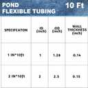 Frienda 2 Dia x 10 Ft Long Pond Tubing Clear PVC Flexible Pipe Long Corrugated Hose Non Kink Drainage Hose with White Helix Reinforced Tube for Garden Ponds Waterfalls Camping Aquariums Supplies