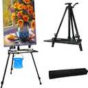 Easel Stand, 20" to 61" Adjustable Artist Easel for Adults, Aluminum Tripod Canvas Stand with Tray, Portable Painting Easel for Tabletop & Floor Displaying, Black