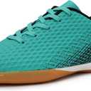 Hawkwell Unisex-Child Athletic Lace Up Boys Girls Indoor Trainer Soccer Shoe (Toddler/ Little Kid/ Big Kid), Green PU, 2 M US