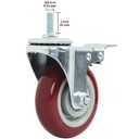 Finnhomy Swivel Caster Wheels 4 Inch Threaded Stem Casters Set of 4 Heavy Duty 3/8"-16 x 1 with Brake Polyurethane Industrial Locking Castors Wheels for Cart/Furniture 2200 Lbs Smooth Casters, Red