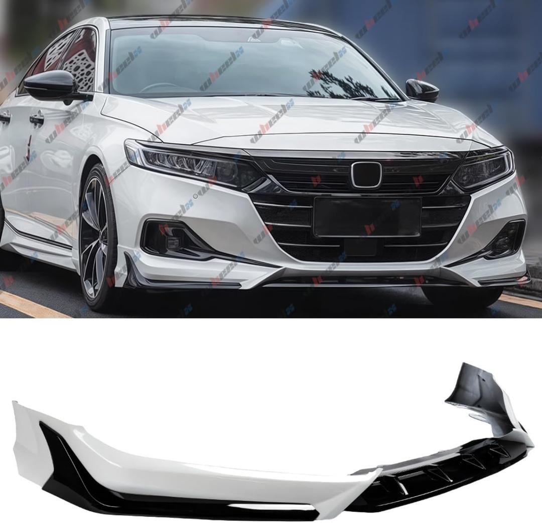 Front Bumper Lip Compatible with Honda Accord 2021-2022 ACR Style,3Pcs Air Dam Spoiler Splitter Chin,Fits for EX-L LX SE Sport Touring Hybrid, Protection Body Kit (Platinum White Pearl NH-883P)