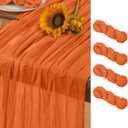 Orange Cheesecloth Table Runner 4 Pack Christmas Table Runners Boho Gauze 120 Inches Cheese Cloth Table Decor for Xmas Holiday Season Parties Weddings Bridal Baby Shower Party Decor