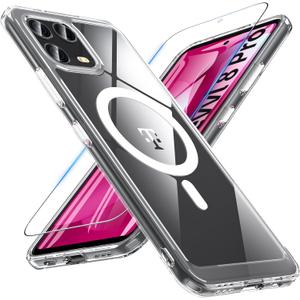 BESINPO Magnetic for T-Mobile Revvl 8 Pro 5G Case Compatible with Magsafe,Military Grade with Screen Protector Shockproof Protective Transparent Bumper Cover for Revvl 8 Pro Phone Case,Clear