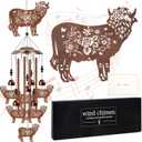 Highland Cow Wind Chimes - Cow Gifts for Men Women, Mom Grandma Wife Friends Birthday, Sympathy Memorial Wind Chimes for Outside, Garden Patio Yard Porch Home Decor
