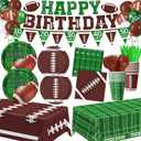 Football Birthday Party Decorations Includes Plates, Napkins, Cups, Banner, Balloons, Touchdown Tablecloth for Football Gameday Tailgate Decorations, Serves 24