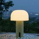 Cordless Mushroom Table Lamp for Outdoor/Indoor, Rechargeable Waterproof Battery Operated Lamp, 3-Color Touch Dimmable Light for Bedside/Shower/Patio/Camping/Dinning/Counter/Kitchen/Nursery Sage Green