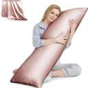 HUXMEYSON Body Pillow with Satin Pillowcase, Body Pillow for Adults, Removable Cover, Pink (20"x54")
