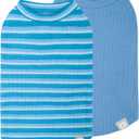 KYEESE 2Pack Waffle Dog Shirts, Lightweight Sleeveless Dog T Shirts for Small Dogs Boy, Breathable Pet Vest Comfort Tank Top Soft Dogs Clothes for Daily Wear, Blue+Striped, L
