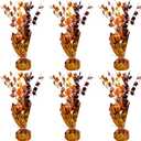 Gyufise 6 Pack Metallic Foil Spray Centerpiece Autumn Maple Table Decoration Burst Table Centerpieces Table Decor for Thanksgiving Birthday Wedding Anniversary Holiday Party Supplies Orange