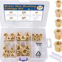 KOOTANS 25PCS Brass Hex Bushing Kit Brass Fittings Assortment 1/4" to 1/8", 3/8" to 1/8", 3/8" to 1/4", 1/2" to 1/4", 1/2" to 3/8" NPT Reducer Pipe Fittings Adapter Fitting