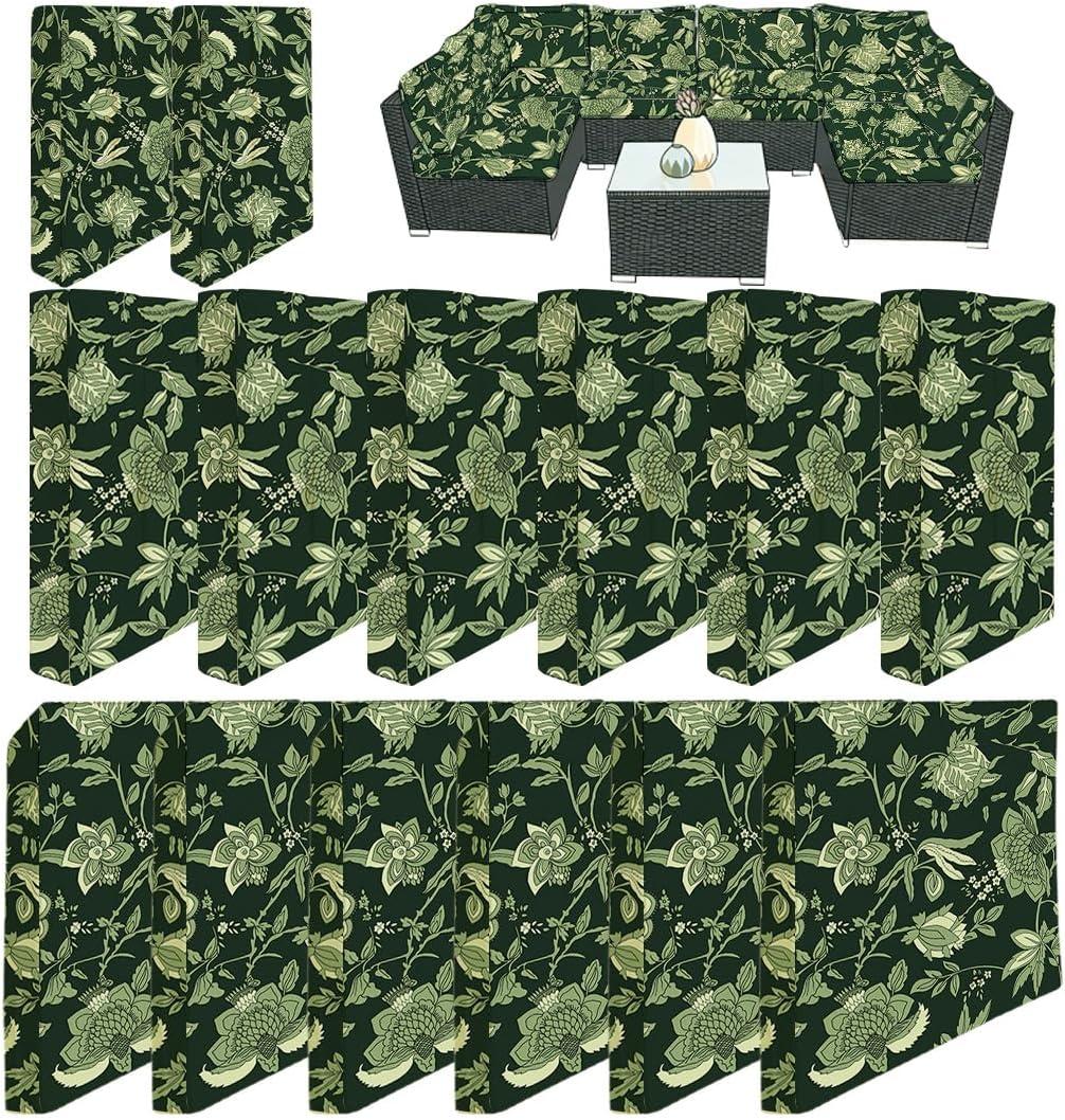 14Pcs Patio Cushion Covers Replacement, Outdoor Furniture Cushion Covers Waterproof, Patio Furniture Cushion Covers with Zipper.