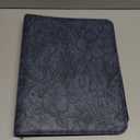 Embossed Faux Leather Zippered Padfolio with 3 Ring Binder, Executive Portfolio Organizer Binder for Women, Fits 13.9" Laptop/Tablet, Refillable Writing Pad Pocket, Blue (Zipper Portfolio(13.7"x11"x1.57"))