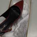 GENSHUO Low Kitten Heels Women's Slingback Dressy Pumps Pointed Closed Toe Ankle Strap Elegant Wedding Pumps Formal Comfortable Shoes, Size 11