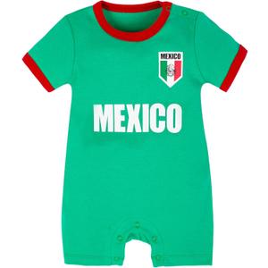 Baby Girl Soccer Clothes Baby Boys Romper Toddler Soccer Outfit Infants Jumpsuit Cute Comfortable 0-24 Months (Mexico-green)