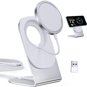 Magnetic Wireless Charger Mag-Safe Charger for iPhone 16/15/14/13/12 Series Convertible Magnet Wireless Charging Stand/Pad with 5ft Cable for iPhone and AirPods 2/3/Pro 2/Pro (White Mag-safe Charger)
