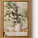 ARPEOTCY Gold Framed Canvas Art Prints,12x16inch, Vintage Lemons and Floral Art Painting, Rustic Farmhouse Decor for Kitchen Dining Room Bedroom Bathroom Shelf, Country Still Life Pictures