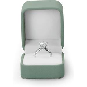 Ring Box Green Velvet Ring Gift Box Wedding Jewelry Gift Box for Birthday, Proposal,Wedding, Valentine's Day ((Green)
