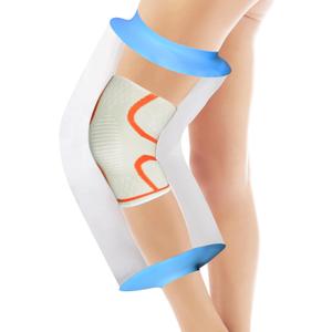 Waterproof Knee Shower Bag Post Surgery, Elastic Knee Shower Cast Protector, Watertight Silicone Knee Surgery Shower Sleeve for Knee Replacement Surgery, ACL Surgery, Wound, Brace (Silicone Knee L)
