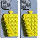 ZZGX Upgrade 2PCS Silicone Suction Cup Phone Case Mount Holder, Phone Accessory Holder Non Slip Phone Suction Cup Mat for Mirror Bathroom Home Kitchen (Crystal Yellow, Double Sided),Set of 4