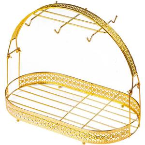 Mug Holder Coffee Cup Rack Stand Dishes Organizer Wrought Iron Drainer Storage Drying Rack for Counter Cabinet Table Kitchen Restaurant Office (Gold A)