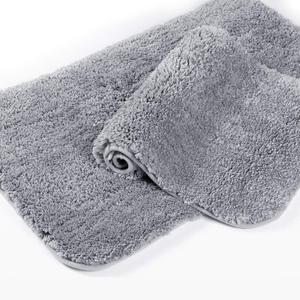 Walensee Shaggy 2 Piece Bath Rug Set, 20 x 32, Grey, Machine Washable, Non Slip Plush Bath Mats for Shower