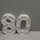Warm White LED Light Up Number 80, 80th Birthday Decor for Her Him,Table Centerpieces & Backdrop Wall Décor,Lighted Marquee Sign for 80th Wedding Anniversary Décor