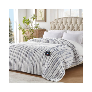 Westinghouse Electric Blanket Queen Size, Soft Luxury Faux Fur & Sherpa Heated Blanket with 10 Heating Levels & 1-12 Hours Auto Off, Fast Heating Blanket, Machine Washable, 84x 90 Inch Blue Gray