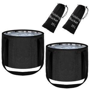 2 Pieces Foot Bath Basin 20L Collapsible Bucket, Portable Foot Soak Tub Feet Soaking Bucket for Outdoor Travel, Camping, Fishing(Black)