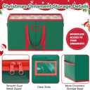 Christmas Ornament Storage Box with 4 Trays Top Clear Premium Ornaments Storage Box Fits 96-3'' Holiday Decorations Green Christmas Ornament Storages Container for Holiday Ornament Decoration