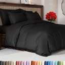 Black Duvet Cover Queen Size - Extra Soft Queen Size Duvet Cover - Lightweight, Comfy, Cozy & Breathable - Easy Care & Fade Free with Zipper Closures & Ties - 90" x 90" Inches - Comforter Not Included