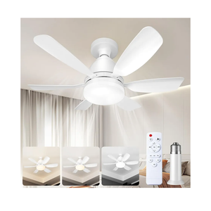 Hywyimlait Socket Ceiling Fans with Lights and Remote, Dimmable LED Fan Lights for Bedroom, Kitchen, Living Room, Closet, 3 Colors 3000K-6500K, 2000 Lumens Light Bulb Screw in Ceiling Fan 17in