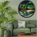 Oneshow Moving Sand Art Wall Art 3D Deep Sea Sandscape 360° Rotation Circular Sand Art Liquid Motion Wall Decor Relaxing Mood for Home Office Glass Craft Gifts for Adults (Green-17.3 in)