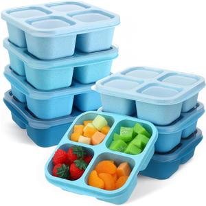 Honeydak 8 Pcs Bento Snack Containers, 4 Compartment, Reusable Snack Bento Box, Food Divided Container for Work, and Travel