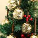 Soulchen 9 Pcs Large Mercury Glass Christmas Ornaments 3.15" Vintage Hanging Ornaments Hanging Christmas Ball Decorations for Xmas Tree Decor(Gold)