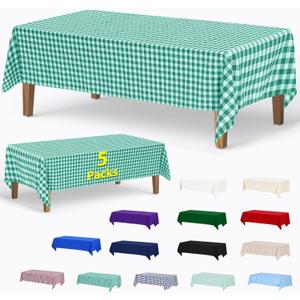 ABCCANOPY 5 Pack Rectangle Polyester Tablecloth 54 x 108 Inch Checkered Indoor Outdoor Stain-Resistant Washable Heavy-Duty Fabric Table Cover Elegant Home Decor Turquoise and White Gingham ABCCANOPY 5 Pack Rectangle Polyester Tablecloth 54 x 108 Inch Checkered Indoor Outdoor Stain-Resistant Washable Heavy-Duty Fabric Table Cover Elegant Home Decor Turquoise and White Gingham