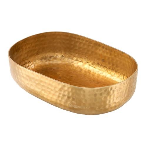 American Metalcraft ABHG69 Hammered Aluminum Entrée Basket, Oval, Gold, 48-Ounces